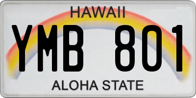 HI license plate YMB801