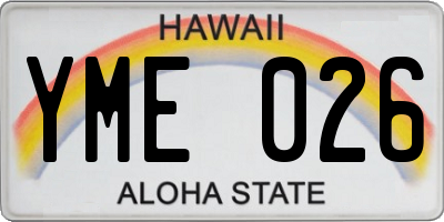 HI license plate YME026