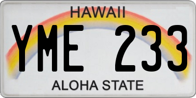 HI license plate YME233