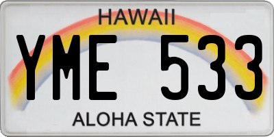 HI license plate YME533