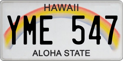 HI license plate YME547