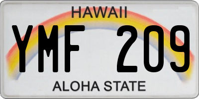 HI license plate YMF209