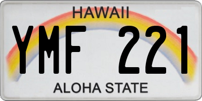 HI license plate YMF221