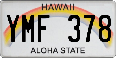 HI license plate YMF378