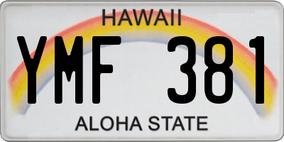 HI license plate YMF381