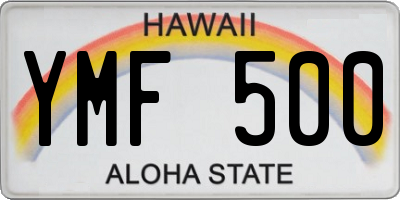 HI license plate YMF500