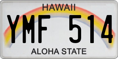 HI license plate YMF514