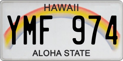 HI license plate YMF974