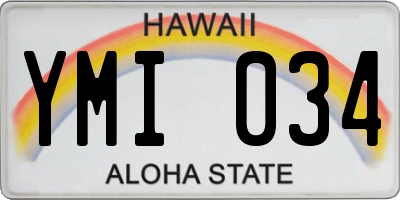 HI license plate YMI034
