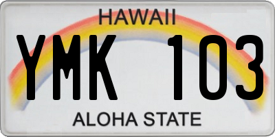 HI license plate YMK103