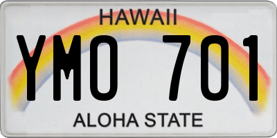 HI license plate YMO701