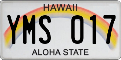 HI license plate YMS017