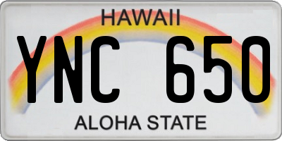 HI license plate YNC650