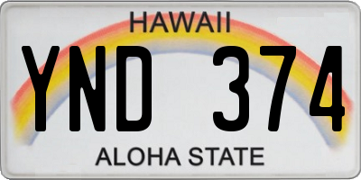 HI license plate YND374