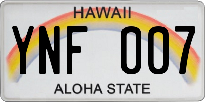 HI license plate YNF007