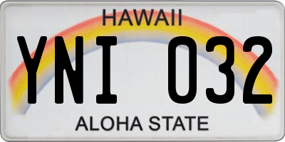 HI license plate YNI032