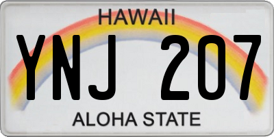 HI license plate YNJ207