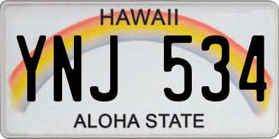 HI license plate YNJ534