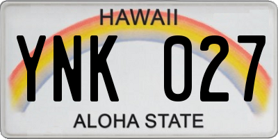 HI license plate YNK027