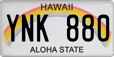 HI license plate YNK880