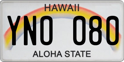 HI license plate YNO080