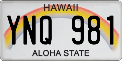 HI license plate YNQ981