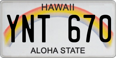 HI license plate YNT670