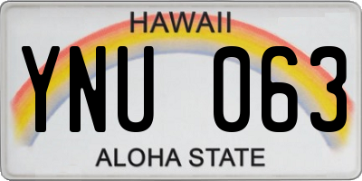 HI license plate YNU063