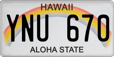 HI license plate YNU670