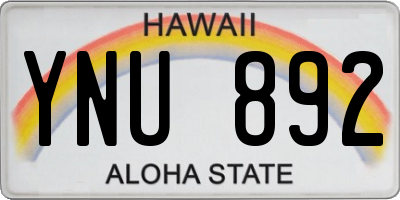 HI license plate YNU892