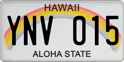 HI license plate YNV015