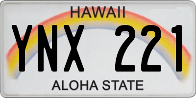 HI license plate YNX221