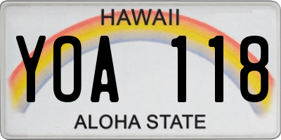 HI license plate YOA118
