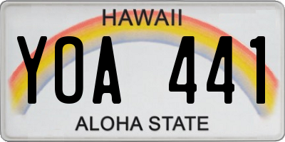 HI license plate YOA441
