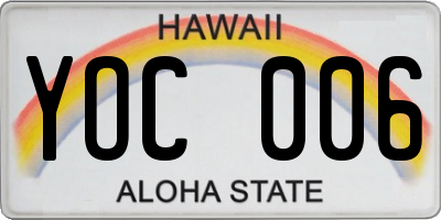 HI license plate YOC006