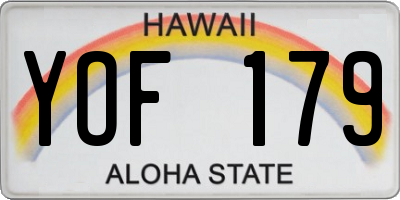 HI license plate YOF179