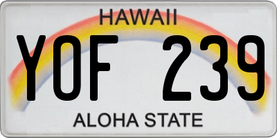 HI license plate YOF239