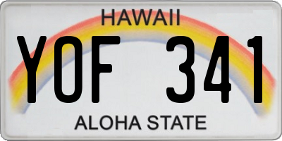 HI license plate YOF341