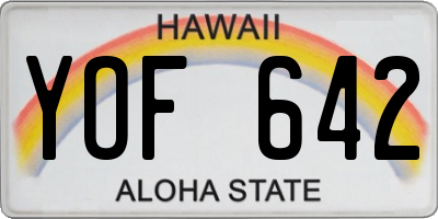 HI license plate YOF642