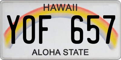 HI license plate YOF657