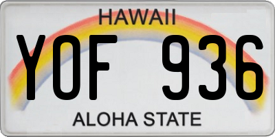 HI license plate YOF936