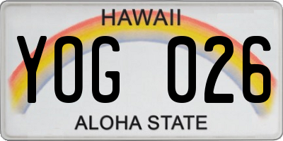 HI license plate YOG026
