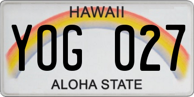 HI license plate YOG027