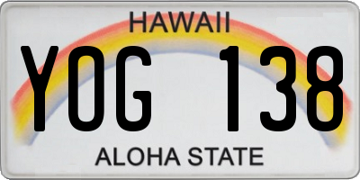 HI license plate YOG138