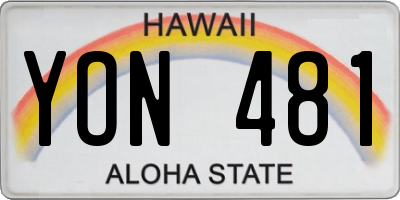 HI license plate YON481