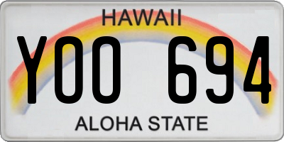 HI license plate YOO694