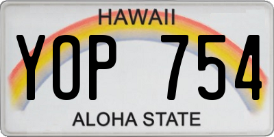 HI license plate YOP754