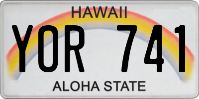 HI license plate YOR741