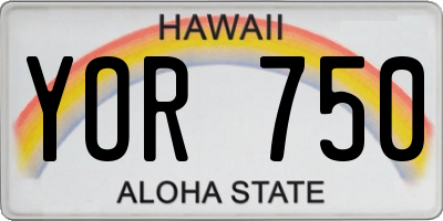 HI license plate YOR750