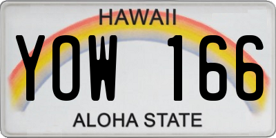 HI license plate YOW166